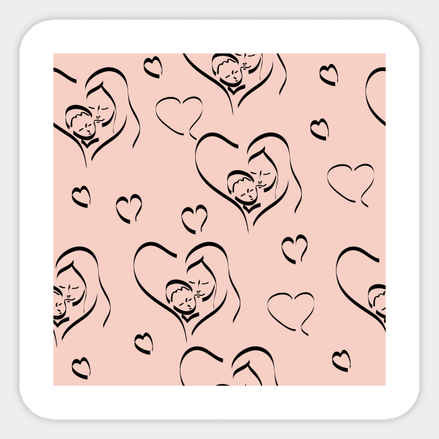 Mother Love Vector Seamless Fashion Background Sticker by MichelMM